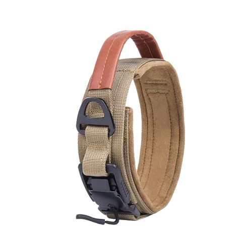 Qpets® Dog Collar Nylon Tactical Dog Collar with D Ring & PU Handle Adjustable Dog Collar with Reflective Safety Strip Dog Training Collar for Medium Large Dogs, L, 17''-20'' Qpets® Dog Collar Nylon Tactical Dog Collar with D Ring & PU Handle Adjustable Dog Collar with Reflective Safety Strip Dog Training Collar for Medium Large Dogs, L, 17''-20''